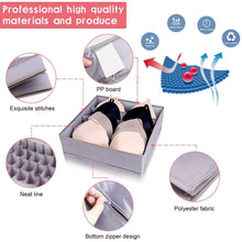 Load image into Gallery viewer, Save on drawer organizer dresser drawer organizer divider washable large bra sock underwear tie cloth organizer foldable closet storage box drawer polyester fabric for baby cloth panties belts set of 4 gray