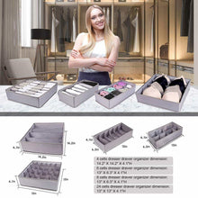 Load image into Gallery viewer, Select nice drawer organizer dresser drawer organizer divider washable large bra sock underwear tie cloth organizer foldable closet storage box drawer polyester fabric for baby cloth panties belts set of 4 gray
