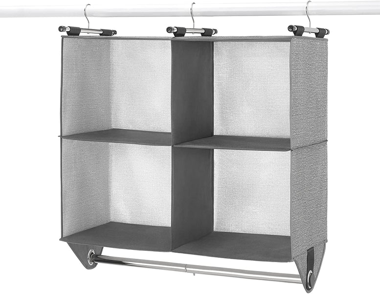 Whitmor 4 Section Fabric Closet Organizer Shelving with Built In Chrome Garment Rod $16.21