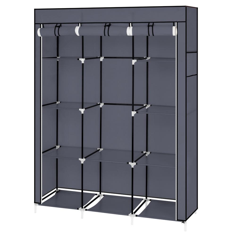 67" Portable Closet Organizer Wardrobe Storage Organizer with 10 Shelves Quick and Easy to Assemble Extra Space Gray
