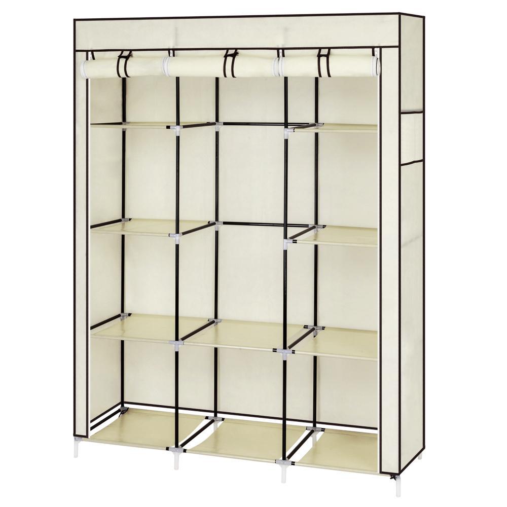 67" Portable Closet Organizer Wardrobe Storage Organizer with 10 Shelves Quick and Easy to Assemble Extra Space Beige