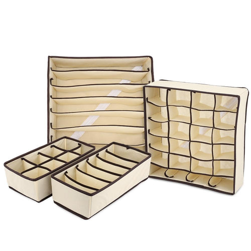 4pcs Collapsible Storage Boxes Bra Underwear Closet Organizer Divider Drawer