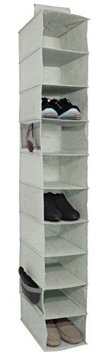 10-Shelf Hanging Shoe Closet Organizer, Gray