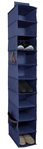 10-Shelf Hanging Shoe Closet Organizer, Navy