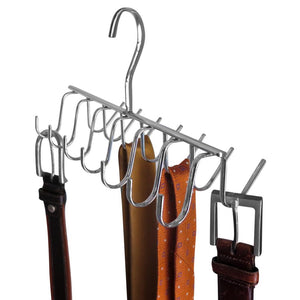 Evelots Tie, Belt, Scarf, Jewelry Rack-Hanger-Organizer-Chrome-28 Hooks
