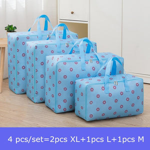 4 pcs/set Large Capacity Oxford Storage Bag M+L+2Pcs XL Closet Organizer For Quilt Cloth Travel Luggage Waterproof Container