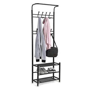 Discover moorecastle multi purpose entryway shoes storage organizer hall tree bench with coat rack hooks clothes stand perfect home furniture