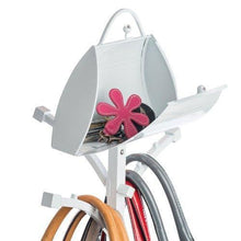 Load image into Gallery viewer, On amazon pursenal butler open top antique white short purse stand iron handbag hanger rack and holder for hats scarfs clothing and jackets multi color storage display organizer with hooks adjustable short stand 42 inches max height and scratch resistant f