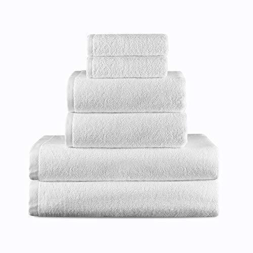 Storage vip guest supplies luxury hotel spa quality 6 piece towel set 2 bath towels 2 hand towels 2 washcloths premium turkish cotton bamboo maximum softness and durability extra large bulk white