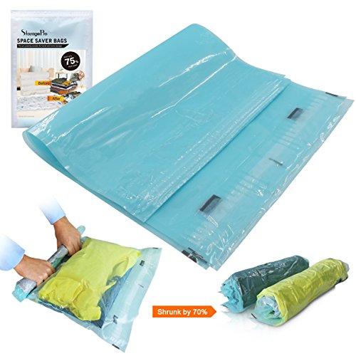 12 Travel Space Saver Bags Hand Rolling Compressible No Vacuum Needed Shrink Bags For Luggage Packing