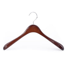 Load image into Gallery viewer, The best superior gugertree wooden wide shoulder coat hanger women clothing hangers with polished chrome hook attractive walnut finish 3 pack