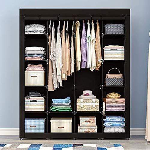 AOOU Closet Organizer Wardrobe Closet Portable Closet, Closet Organizers and Storage with Non-Woven Fabric, Easy to Assemble, 56 x 18.5 x 66 inches, Black