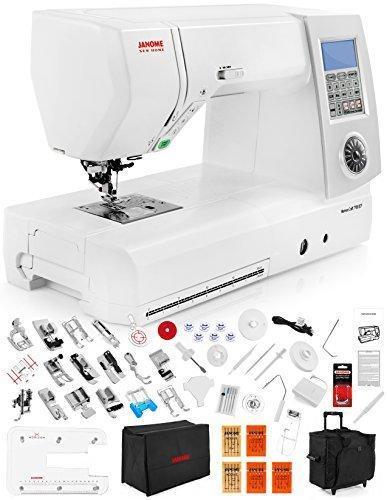 Latest janome memory craft horizon 8900 qcp special edition computerized sewing machine w extension table trolley semi hard cover cloth guide much more