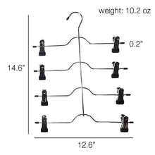 Load image into Gallery viewer, Great 4 tier pants hanger 2 pack trouser hanger skirt hangers with non slip black vinyl clips heavy duty metal hangers ultra thin space saving clothes hangers to organize closet jeans scarf slacks