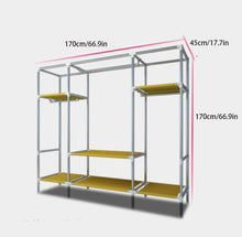 Load image into Gallery viewer, Top yanfaming closet organizer wardrobe closet portable closet shelves steel pipe thickened reinforced blackout cloth fabric storage assembly wardrobe b_66 9 x 66 9 x 17 7in