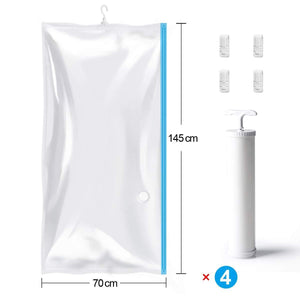 Discover the mrs bag hanging vacuum storage bags 4 jumbo57x27 6 space saver bag dress cover with hook for coats jackets clothes closet storage hand pump included