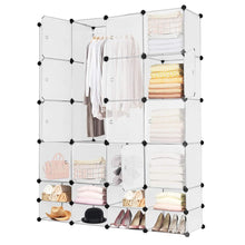 Load image into Gallery viewer, Related tangkula portable clothes closet wardrobe bedroom armoire diy storage organizer closet with doors 16 cubes and 8 shoe racks