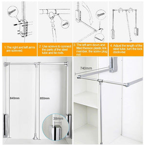 Best gimify pull down closet rod wardrobe lift organizer storage systerm hanger rod for hanging clothes space saving aluminum adjustable 32 68 42 28inch