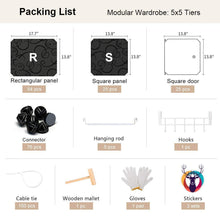 Load image into Gallery viewer, Discover the yozo closet organizer portable wardrobe cloth storage bedroom armoire cube shelving unit dresser cabinet diy furniture black 25 cubes