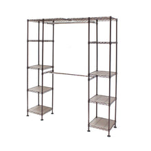Load image into Gallery viewer, Top seville classics double rod expandable clothes rack closet organizer system 58 to 83 w x 14 d x 72 satin bronze