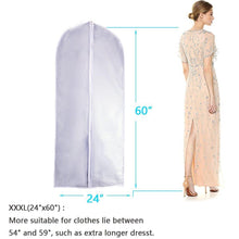Load image into Gallery viewer, Latest eanxo garment bag for storage 60 inch lightweight clear white peva breathable winter coats bags set of 6 with study full zipper for long dress clothes storage closet