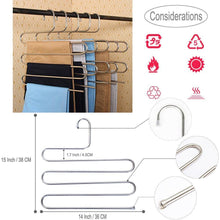 Load image into Gallery viewer, Best 6 pack pants hangers s type closet organizer stainless steel multi layers magic hanger space saver clothes rack tiered hanging storage for jeans scarf skirt 14 17 x 14 96 inch