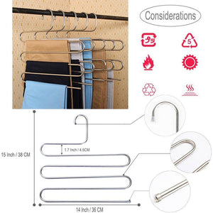 Best 6 pack pants hangers s type closet organizer stainless steel multi layers magic hanger space saver clothes rack tiered hanging storage for jeans scarf skirt 14 17 x 14 96 inch