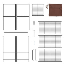 Load image into Gallery viewer, Get langria heavy duty zip up closet shoe organizer with detachable brown cloth cover wardrobe metal storage clothes rack armoire with 4 shelves and 2 hanging rods max load 463 lbs