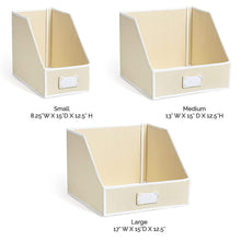 Load image into Gallery viewer, Discover the g u s ivory linen closet storage organize bins for sheets blankets towels wash cloths sweaters and other closet storage 100 cotton large