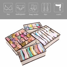 Load image into Gallery viewer, Save on aitmexcn closet underwear organizer foldable storage box drawer divider kit for socks panties bra ties clothing set of 4 beige