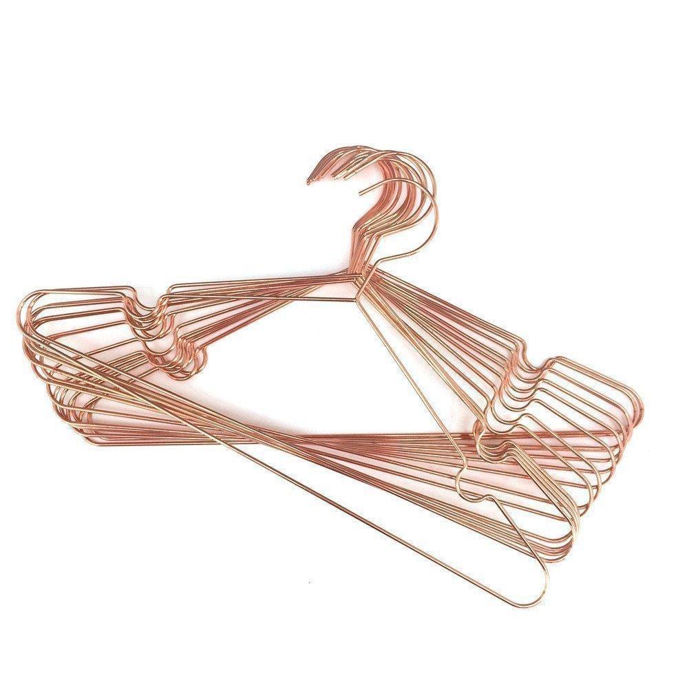 Top koobay 30pack 17 rose shiny copper clothes metal wire hanging hangers for shirts coat storage display