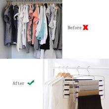 Load image into Gallery viewer, Online shopping clothes pants hangers 2pack multi layers metal pant slack hangers foam padded swing arm pants hangers closet storage organizer for pants jeans scarf hanging purple 4pack