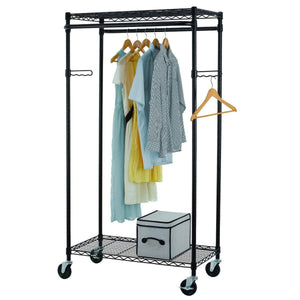 Storage organizer tidyliving garmen heavy duty garment rack commercial grade double rod rolling organizer adjustable hanging clothes stand