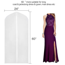 Load image into Gallery viewer, Online shopping zilink garment bags for long dresses 60 inch translucent suit bag with full length zipper set of 6 for dance costumes gown dress clothes storage upgraded version