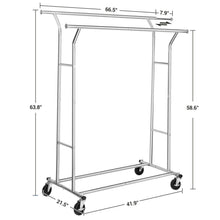 Load image into Gallery viewer, Best seller  songmics double rail garment rack rolling clothes rack with bottom rods for coats shirts dresses scarves bags shoe boxes chrome ullr23c