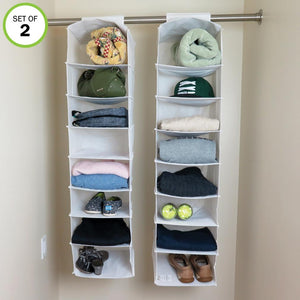 Evelots Long Hanging Closet Shelf-Organizer-Clothing/Shoes-8 Shelves Each