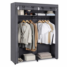 Load image into Gallery viewer, Products songmics closet storage organizer portable wardrobe with hanging rods clothes rack foldable cloakroom study stable 55 1 x 16 9 x 68 5 inches gray uryg02gy