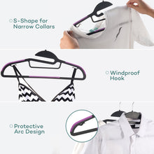 Load image into Gallery viewer, Purchase sable 60 pack plastic clothes hangers space saving ultra thin with 10 finger clips non slip heavy duty s shape for tight collars 6 colors for shorts pants shirts scarves