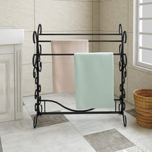 Load image into Gallery viewer, Shop here homerecommend free standing towel rack 3 bars drying rack metal organizer for bath hand towels outdoor beach towels washcloths laundry rooms balconies bathroom accessories