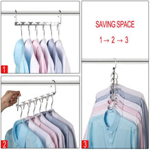 Load image into Gallery viewer, Save bloberey space saving hangers metal wonder magic cascading hanger 10 inch 6 x 2 slots closet clothing hanger organizers pack of 20