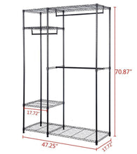 Load image into Gallery viewer, Best seller  s afstar safstar heavy duty clothing garment rack wire shelving closet clothes stand rack double rod wardrobe metal storage rack freestanding cloth armoire organizer 1 pack