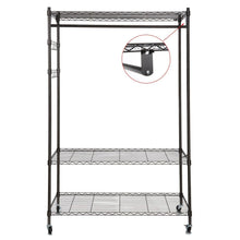 Load image into Gallery viewer, Save on homdox 3 tiers large size heavy duty wire shelving garment rolling rack clothing rack with double clothes rods and lockable wheels 1 pair side hooks black