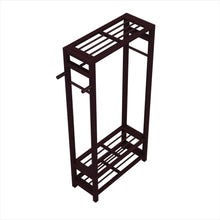 Load image into Gallery viewer, Shop for stony edge wood coat shoe garment rack and hat stand for hallway or front door entryway free standing clothing rail hanger easy to assemble espresso