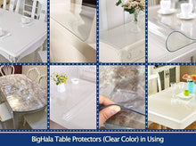 Load image into Gallery viewer, Amazon best bighala table protector clear plastic tablecloth pvc cover waterproof wipeable vinyl cloths pad for rectangle dining tables living room coffe table mat furniture topper protector 40 x 78 inch