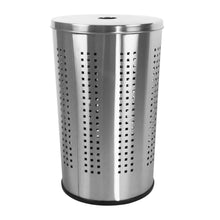 Load image into Gallery viewer, Storage brushed stainless steel laundry bin hamper 46l ventilated stainless steel clothes basket with polished lid life time warranty 4