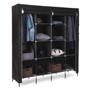Related songmics 67 inch wardrobe armoire closet clothes storage rack 12 shelves 4 side pockets quick and easy to assemble black uryg44h