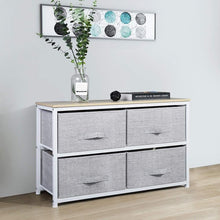 Load image into Gallery viewer, Shop here aingoo dresser storage 4 drawers storage bedroom steel frame fabric wide dressers drawers for clothes grey wood board 2x2 drawers grey