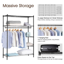 Load image into Gallery viewer, Results langria heavy duty wire shelving garment rack clothes rack portable clothes closet wardrobe compact zip closet extra large wardrobe storage rack organizer hanging rod capacity 420 lbs dark brown