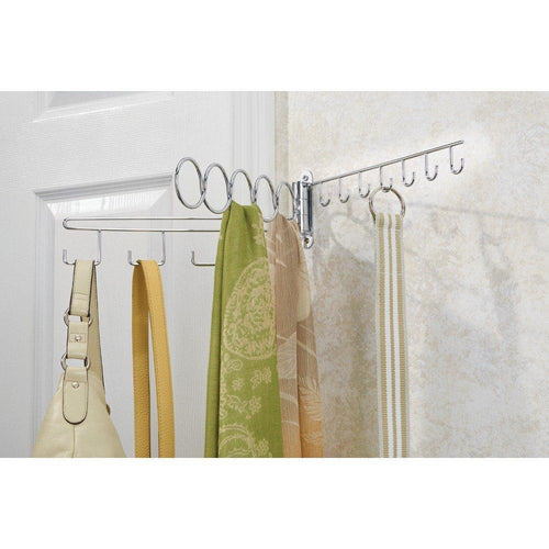 InterDesign Alta Over Door or Wall Mount Swinging Closet Organizer for Scarves, Ties, Belts, Handbags, Fashion Jewelry - Chrome