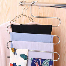 Load image into Gallery viewer, Try 6 pack pants hangers s type closet organizer stainless steel multi layers magic hanger space saver clothes rack tiered hanging storage for jeans scarf skirt 14 17 x 14 96 inch